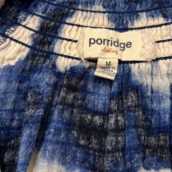 Anthropologie Porridge Tie Dye Peasant Top blue white M gorgeous - Picture 4 of 8